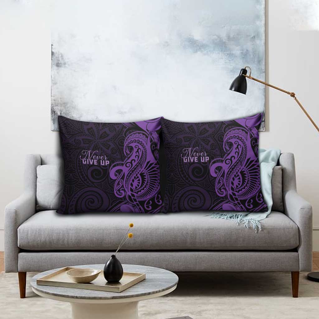 Lupus Warrior Pillow Cover Never Give Up Polynesian Style