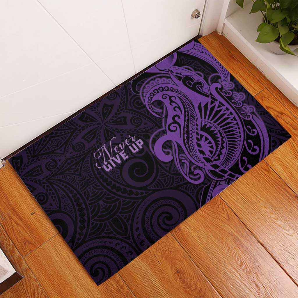 Lupus Warrior Rubber Doormat Never Give Up Polynesian Style
