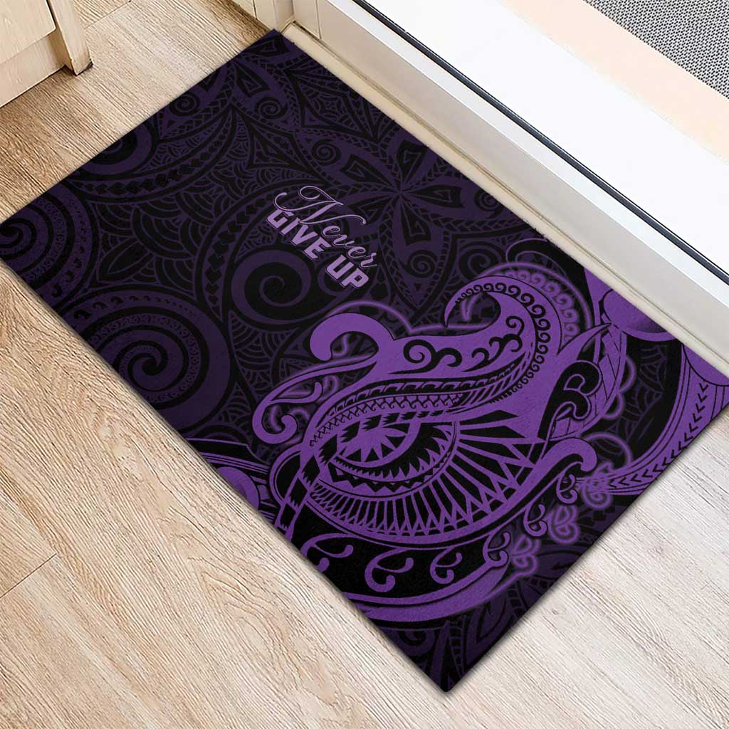 Lupus Warrior Rubber Doormat Never Give Up Polynesian Style