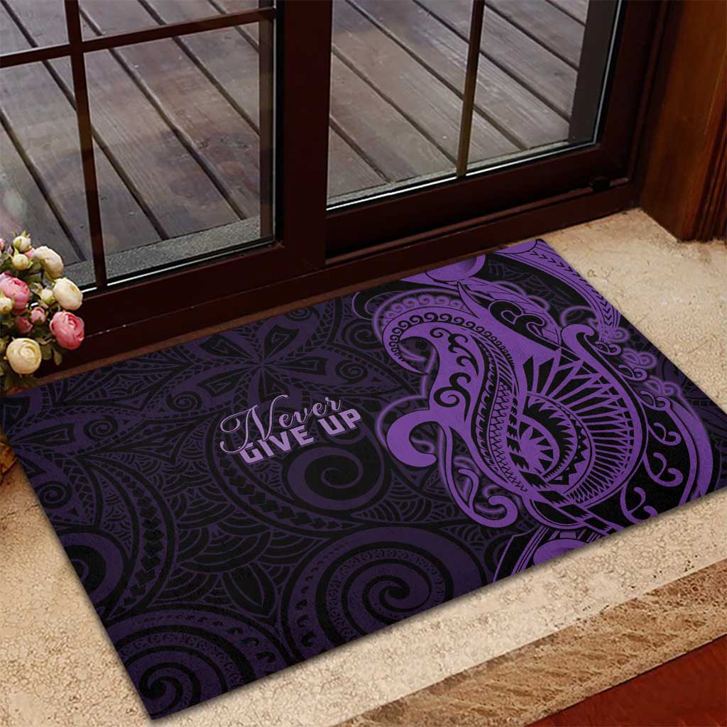Lupus Warrior Rubber Doormat Never Give Up Polynesian Style