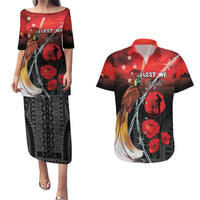 Papua New Guinea Remembrance Day Couples Matching Puletasi and Hawaiian Shirt Lest We Forget