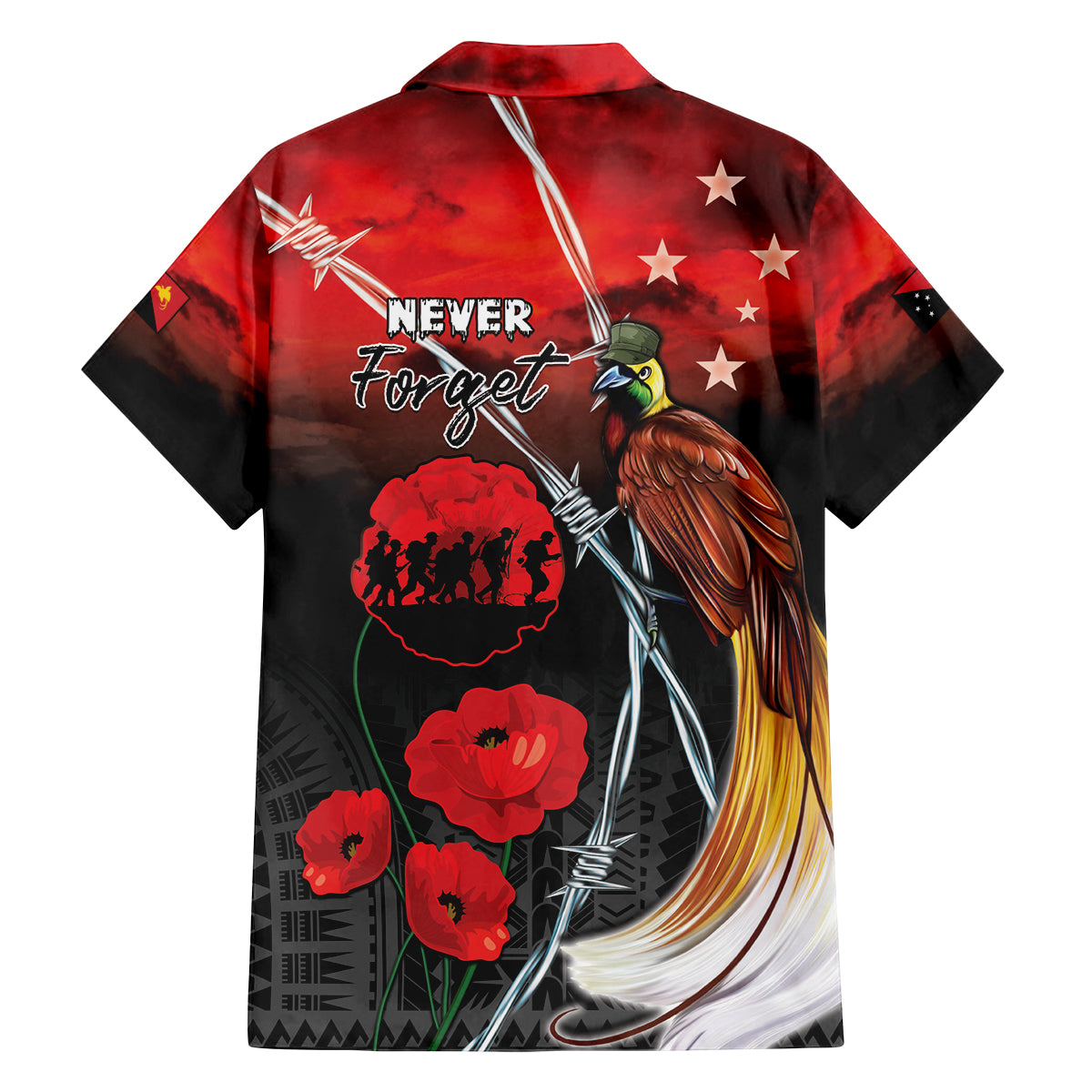 Papua New Guinea Remembrance Day Family Matching Tank Maxi Dress and Hawaiian Shirt Lest We Forget