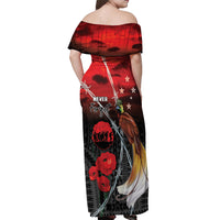 Papua New Guinea Remembrance Day Off Shoulder Maxi Dress Lest We Forget