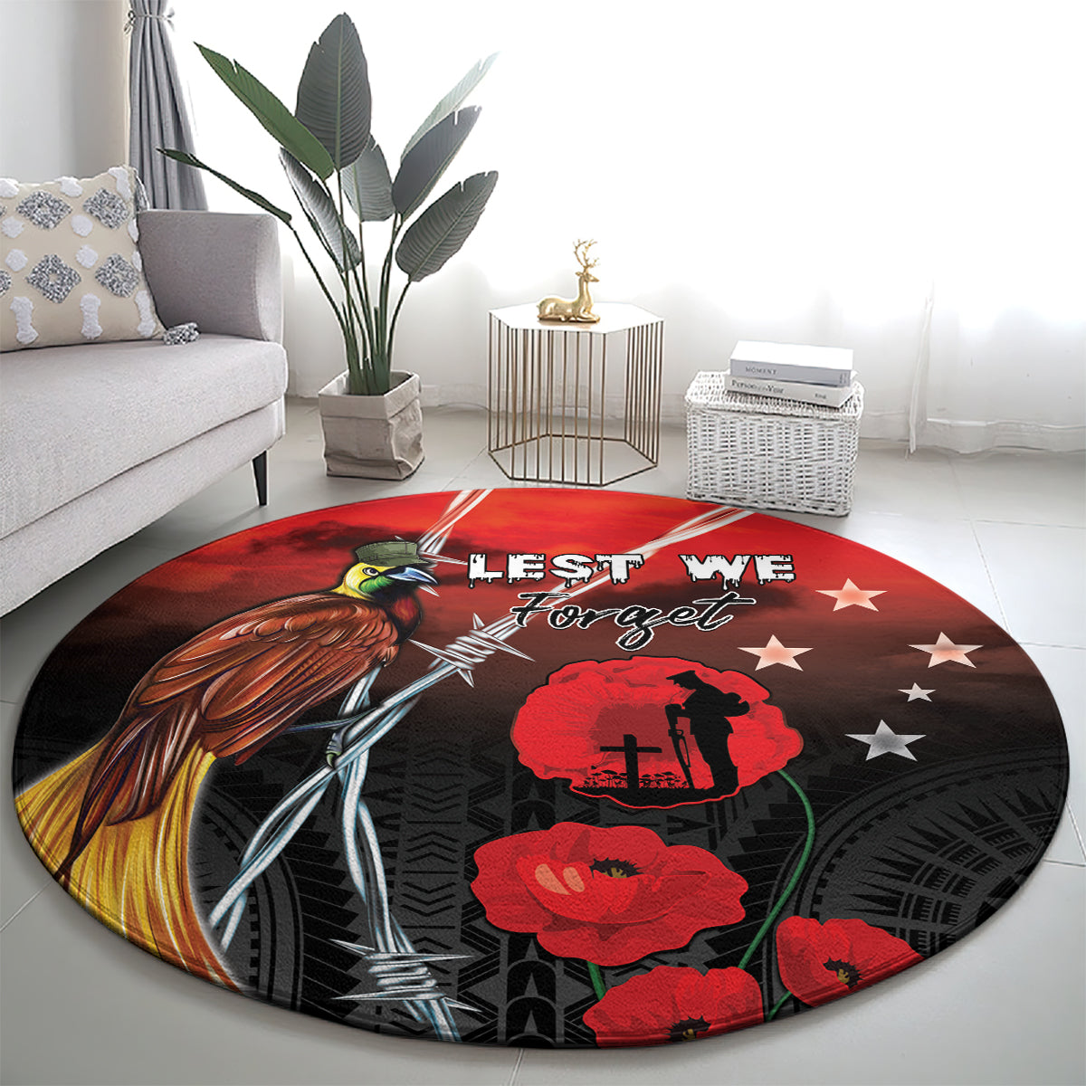 Papua New Guinea Remembrance Day Round Carpet Lest We Forget