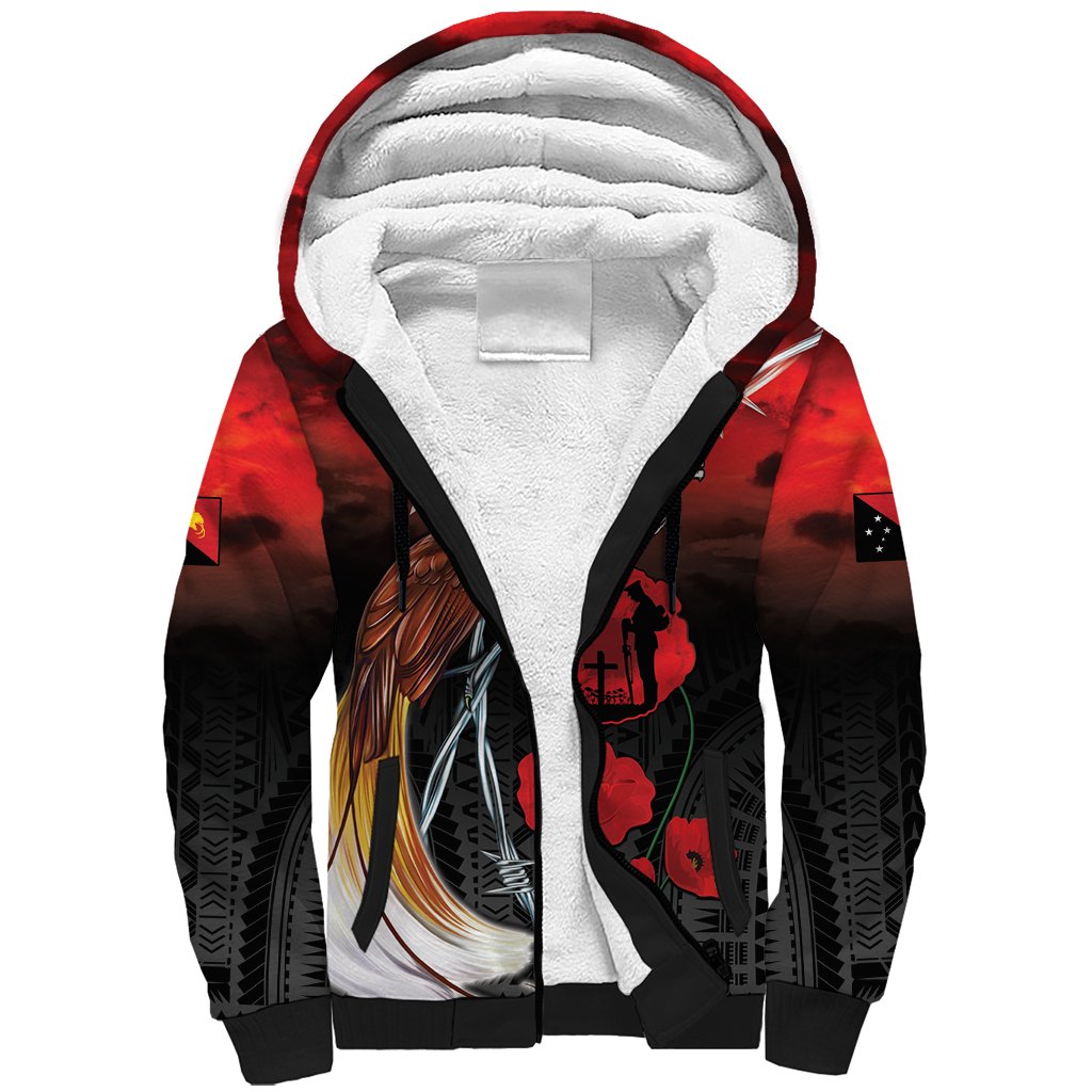Papua New Guinea Remembrance Day Sherpa Hoodie Lest We Forget
