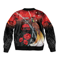 Papua New Guinea Remembrance Day Sleeve Zip Bomber Jacket Lest We Forget