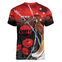 Papua New Guinea Remembrance Day Women V-Neck T-Shirt Lest We Forget