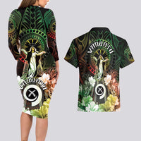 Vanuatu Happy Assumption Day Couples Matching Long Sleeve Bodycon Dress and Hawaiian Shirt