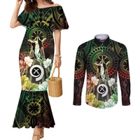 Vanuatu Happy Assumption Day Couples Matching Mermaid Dress and Long Sleeve Button Shirt