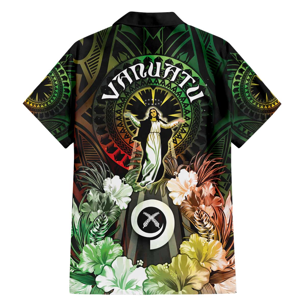 Vanuatu Happy Assumption Day Family Matching Off Shoulder Short Dress and Hawaiian Shirt