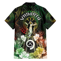 Vanuatu Happy Assumption Day Family Matching Off Shoulder Short Dress and Hawaiian Shirt