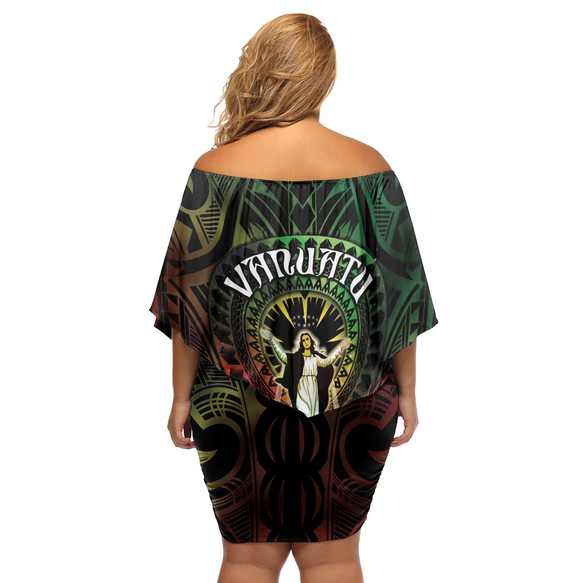 Vanuatu Happy Assumption Day Family Matching Off Shoulder Short Dress and Hawaiian Shirt