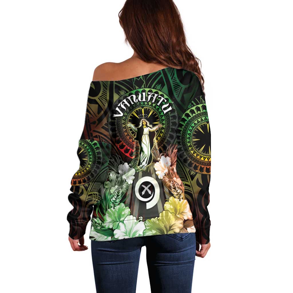 Vanuatu Happy Assumption Day Off Shoulder Sweater