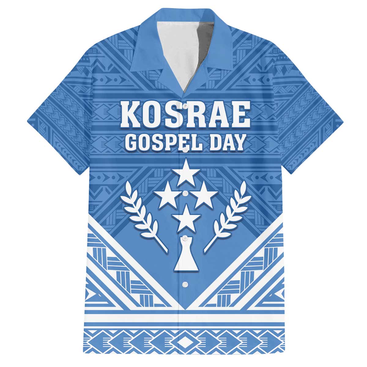 Personalised Kosrae State Gospel Day Family Matching Off Shoulder Short Dress and Hawaiian Shirt Simple Style