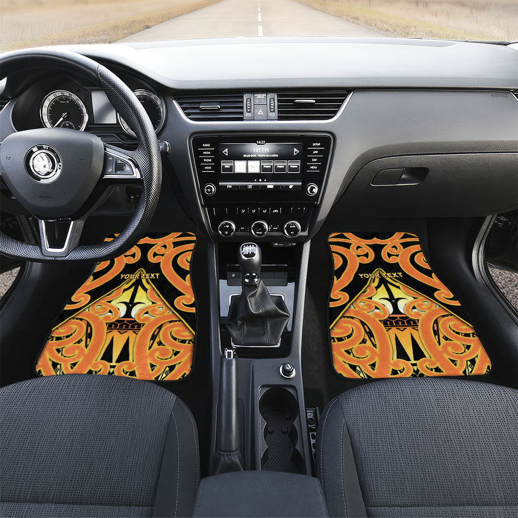 Personalised New Zealand Te Tairawhiti Car Mats Maori Koru Pattern LT05 Set 2pcs - Front Orange - Polynesian Pride