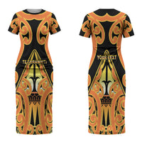 Personalised New Zealand Te Tairawhiti Couples Matching Short Sleeve Bodycon Dress and Hawaiian Shirt Maori Koru Pattern LT05 - Polynesian Pride