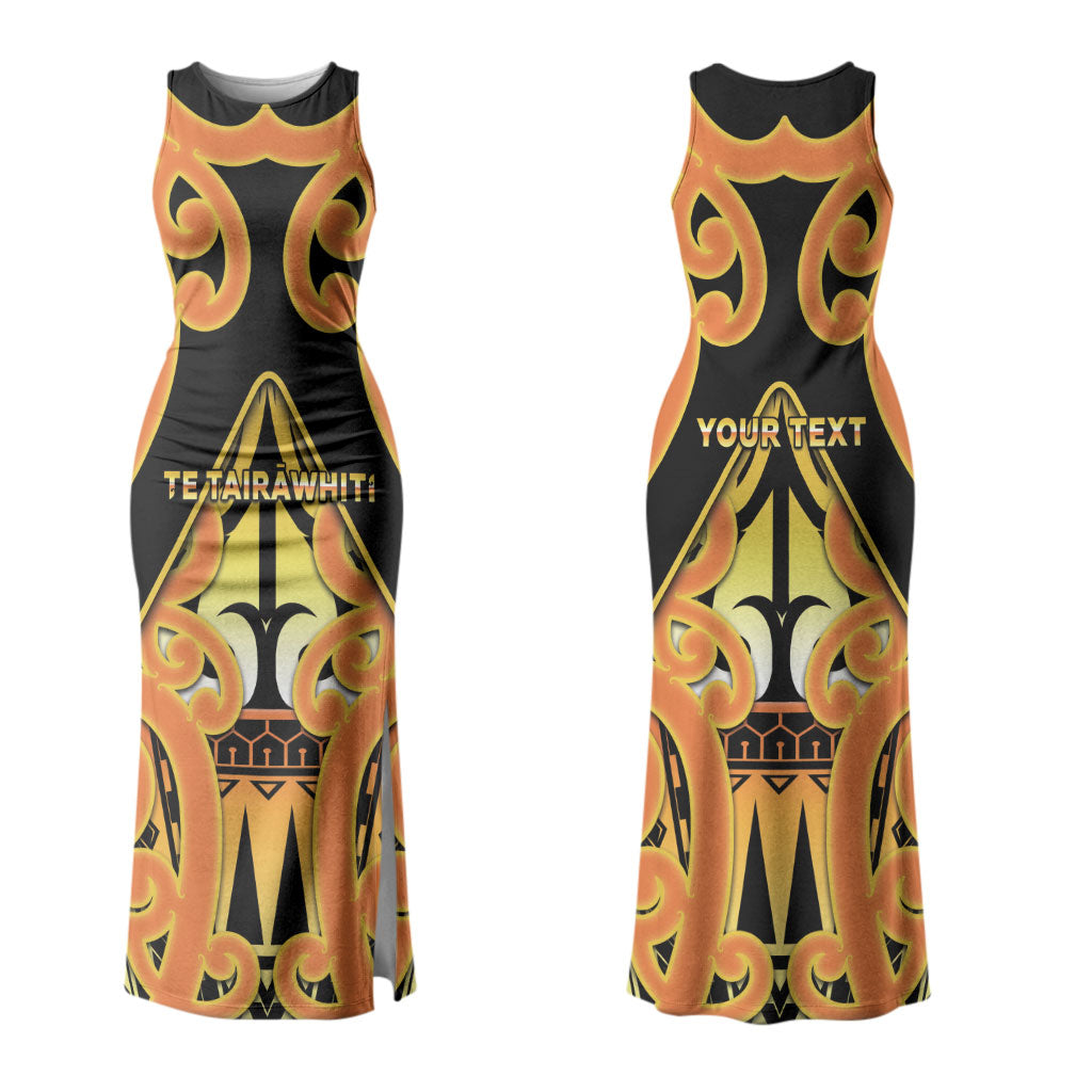Personalised New Zealand Te Tairawhiti Family Matching Tank Maxi Dress and Hawaiian Shirt Maori Koru Pattern LT05 Mom's Dress Orange - Polynesian Pride