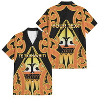 Personalised New Zealand Te Tairawhiti Family Matching Tank Maxi Dress and Hawaiian Shirt Maori Koru Pattern LT05 Dad's Shirt - Short Sleeve Orange - Polynesian Pride