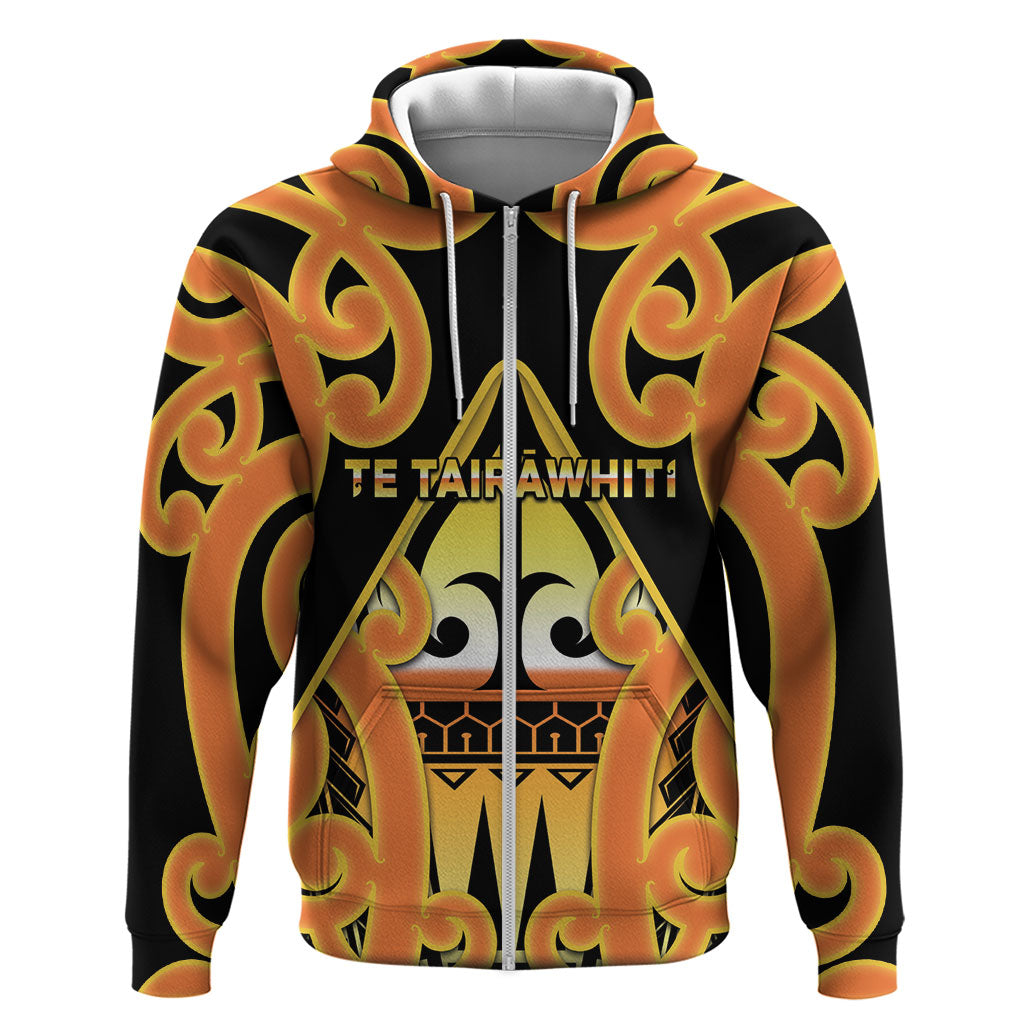 Personalised New Zealand Te Tairawhiti Hoodie Maori Koru Pattern LT05 Zip Hoodie Orange - Polynesian Pride