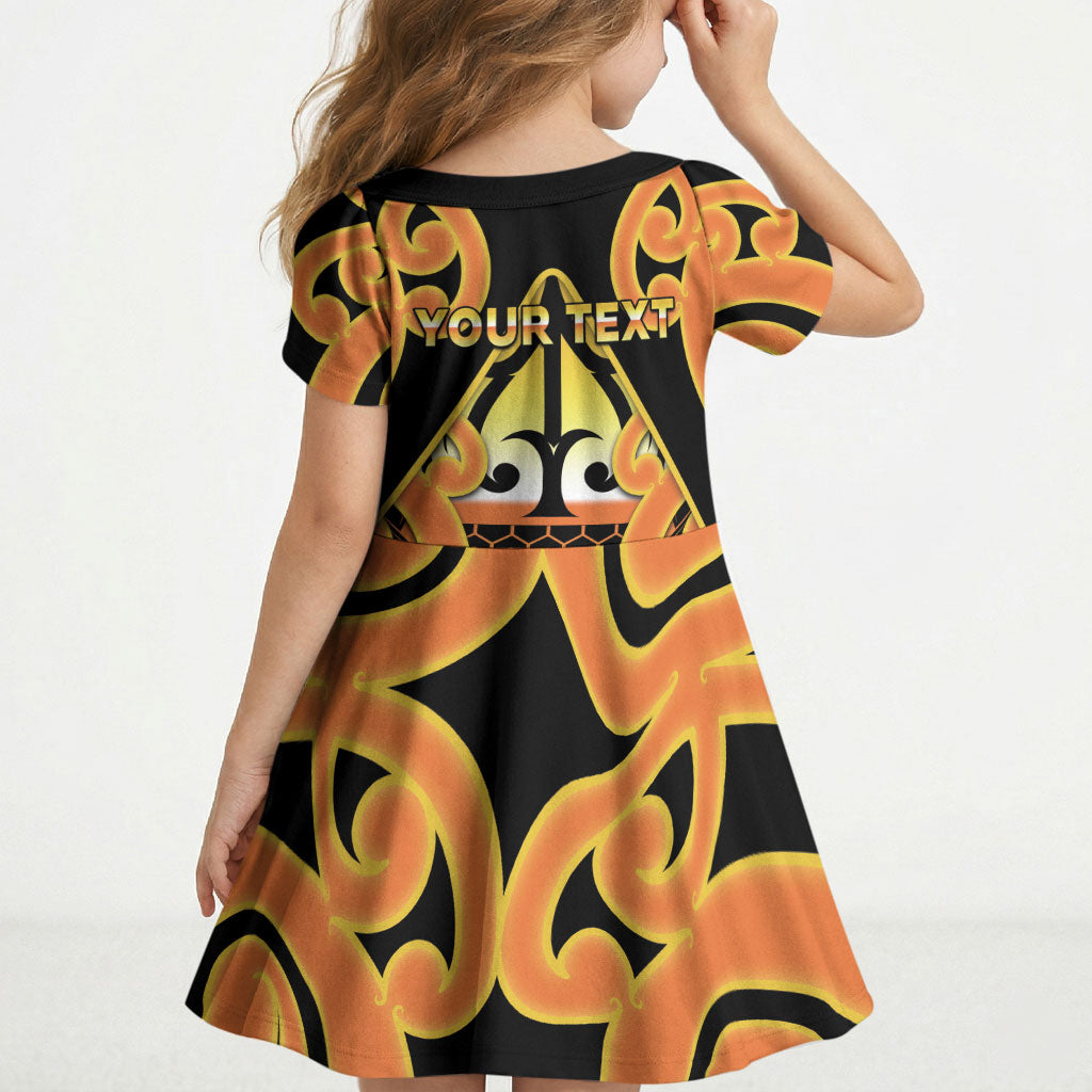 Personalised New Zealand Te Tairawhiti Kid Short Sleeve Dress Maori Koru Pattern LT05 - Polynesian Pride