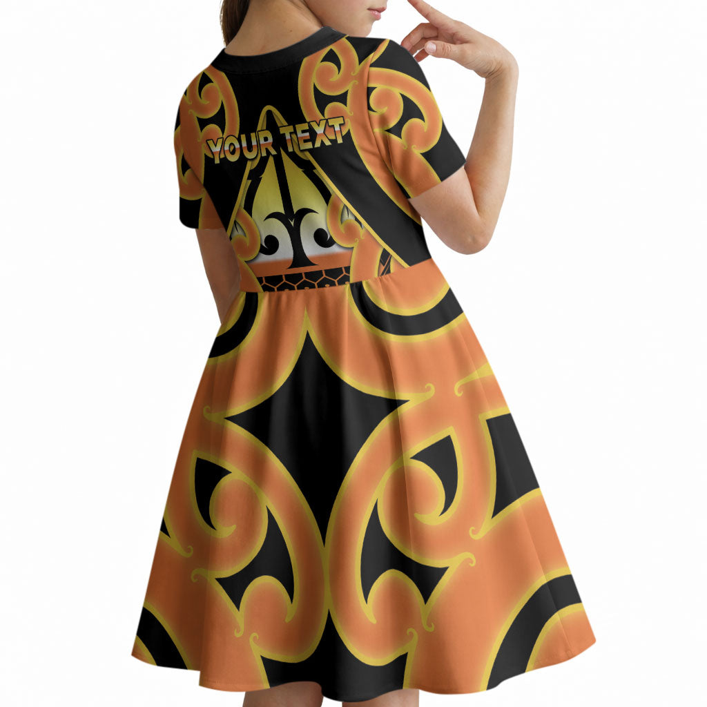 Personalised New Zealand Te Tairawhiti Kid Short Sleeve Dress Maori Koru Pattern LT05 - Polynesian Pride