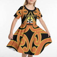 Personalised New Zealand Te Tairawhiti Kid Short Sleeve Dress Maori Koru Pattern LT05 - Polynesian Pride