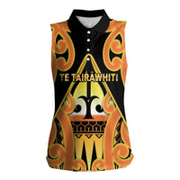 Personalised New Zealand Te Tairawhiti Women Sleeveless Polo Shirt Maori Koru Pattern LT05 Female Orange - Polynesian Pride