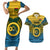 Vanuatu Sanma Province Couples Matching Short Sleeve Bodycon Dress and Hawaiian Shirt Coat Of Arms And Namele Fern Polynesian Pattern LT05 Yellow - Polynesian Pride