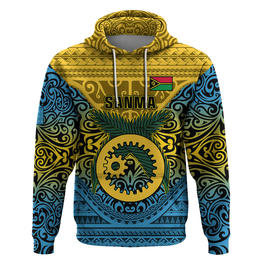 Vanuatu Sanma Province Hoodie Coat Of Arms And Namele Fern Polynesian Pattern LT05 Yellow - Polynesian Pride