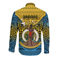 Vanuatu Sanma Province Long Sleeve Button Shirt Coat Of Arms And Namele Fern Polynesian Pattern LT05 - Polynesian Pride