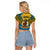 Vanuatu Sanma Province Raglan Cropped T Shirt Coat Of Arms And Namele Fern Polynesian Pattern LT05 - Polynesian Pride