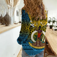 Personalized Vanuatu Sanma Province Women Casual Shirt Coat Of Arms And Namele Fern Polynesian Pattern LT05 - Polynesian Pride