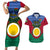 Vanuatu Shefa Province Couples Matching Short Sleeve Bodycon Dress and Hawaiian Shirt Coat Of Arms And Namele Fern Polynesian Pattern LT05 Red - Polynesian Pride