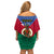 Vanuatu Shefa Province Off Shoulder Short Dress Coat Of Arms And Namele Fern Polynesian Pattern LT05 - Polynesian Pride