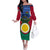 Vanuatu Shefa Province Off The Shoulder Long Sleeve Dress Coat Of Arms And Namele Fern Polynesian Pattern LT05 Women Red - Polynesian Pride