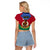 Vanuatu Shefa Province Raglan Cropped T Shirt Coat Of Arms And Namele Fern Polynesian Pattern LT05 - Polynesian Pride