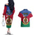 Personalized Vanuatu Shefa Province Couples Matching Off The Shoulder Long Sleeve Dress and Hawaiian Shirt Coat Of Arms And Namele Fern Polynesian Pattern LT05 - Polynesian Pride