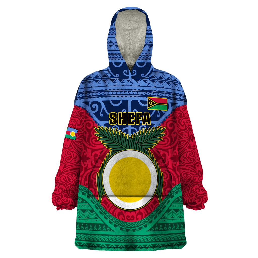 Personalized Vanuatu Shefa Province Wearable Blanket Hoodie Coat Of Arms And Namele Fern Polynesian Pattern LT05 One Size Red - Polynesian Pride