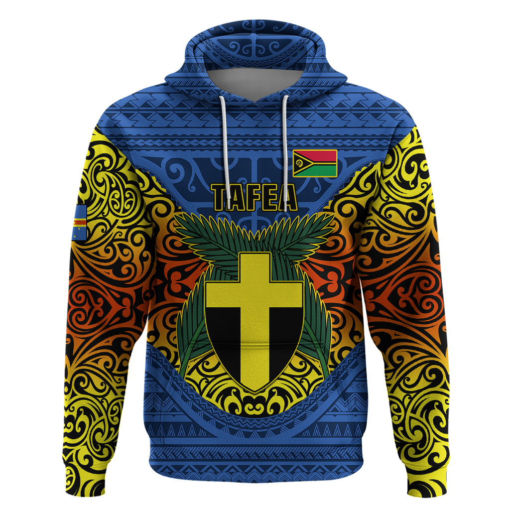 Vanuatu Tafea Province Hoodie Coat Of Arms And Namele Fern Polynesian Pattern LT05 Blue - Polynesian Pride