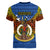 Vanuatu Tafea Province Women V Neck T Shirt Coat Of Arms And Namele Fern Polynesian Pattern LT05 - Polynesian Pride