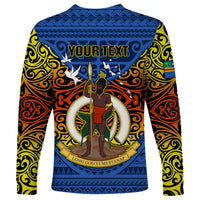 Personalized Vanuatu Tafea Province Long Sleeve Shirt Coat Of Arms And Namele Fern Polynesian Pattern LT05 - Polynesian Pride