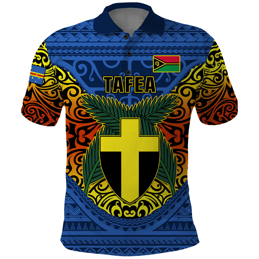 Personalized Vanuatu Tafea Province Polo Shirt Coat Of Arms And Namele Fern Polynesian Pattern LT05 Blue - Polynesian Pride