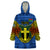 Personalized Vanuatu Tafea Province Wearable Blanket Hoodie Coat Of Arms And Namele Fern Polynesian Pattern LT05 One Size Blue - Polynesian Pride