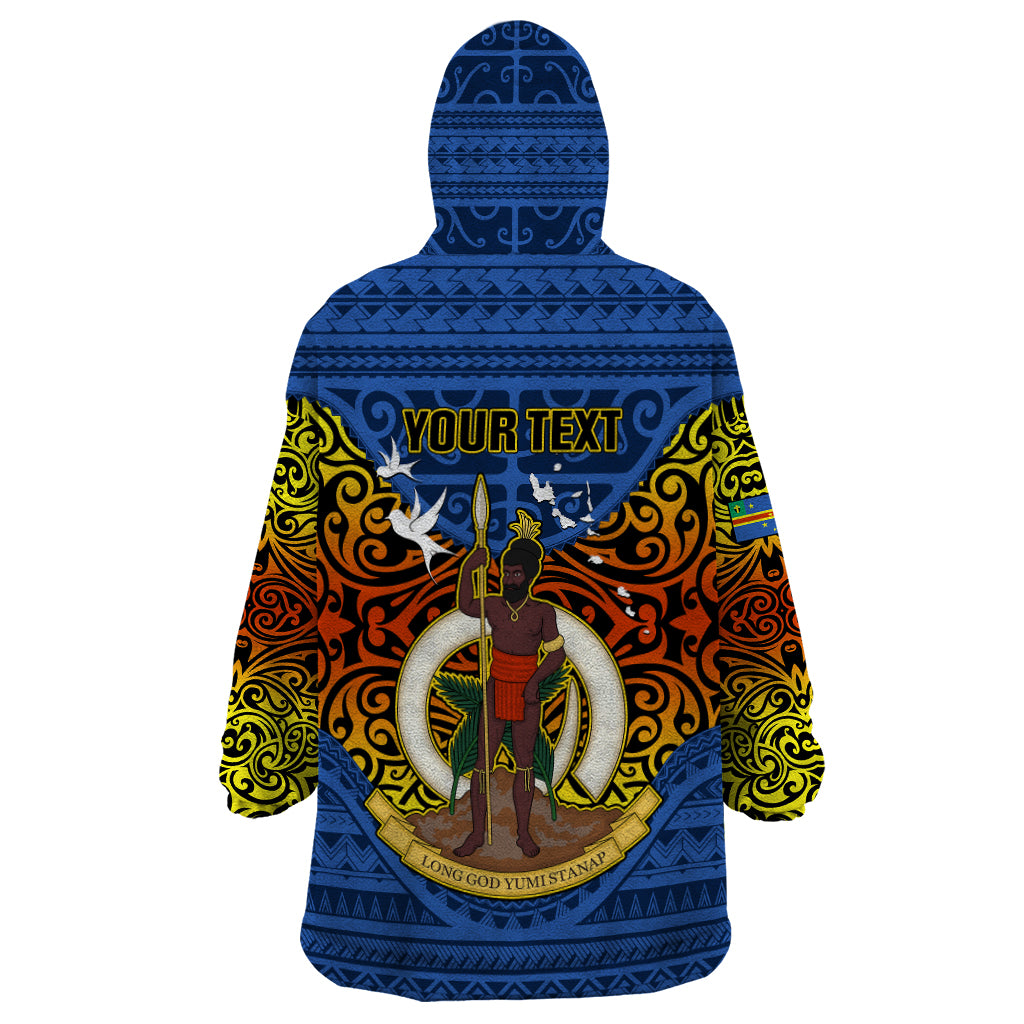 Personalized Vanuatu Tafea Province Wearable Blanket Hoodie Coat Of Arms And Namele Fern Polynesian Pattern LT05 - Polynesian Pride