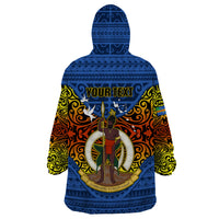 Personalized Vanuatu Tafea Province Wearable Blanket Hoodie Coat Of Arms And Namele Fern Polynesian Pattern LT05 - Polynesian Pride