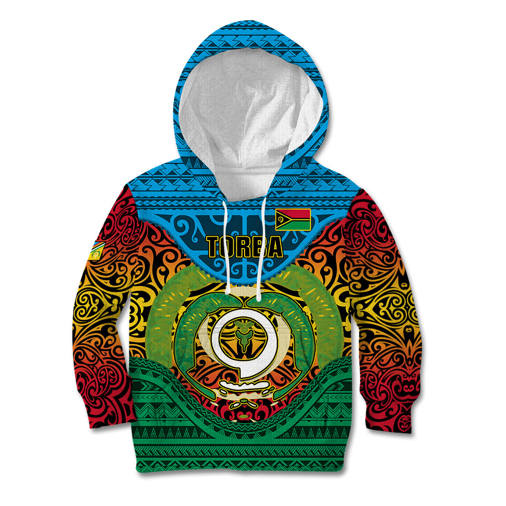 Vanuatu Torba Province Kid Hoodie Vanuatuan Coat Of Arms Polynesian Pattern LT05 Hoodie Green - Polynesian Pride