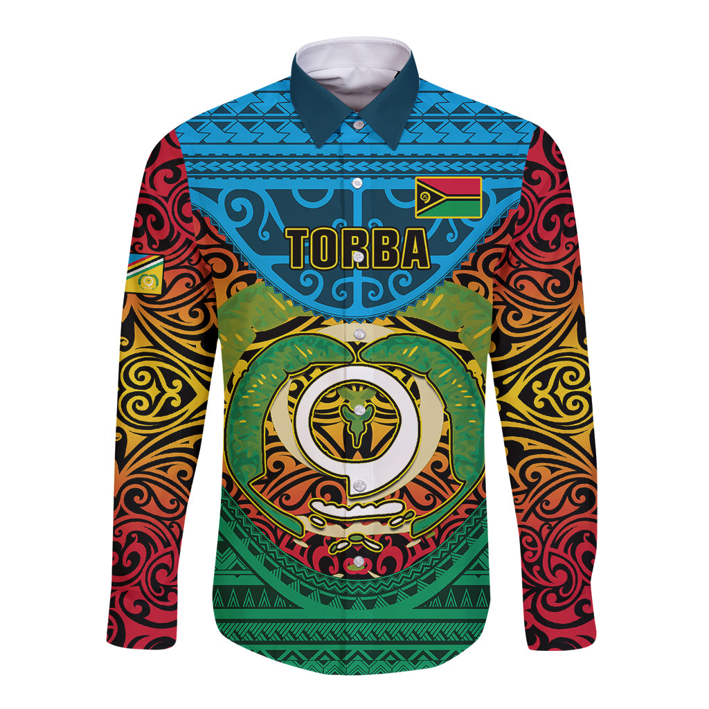 Vanuatu Torba Province Long Sleeve Button Shirt Vanuatuan Coat Of Arms Polynesian Pattern LT05 Unisex Green - Polynesian Pride