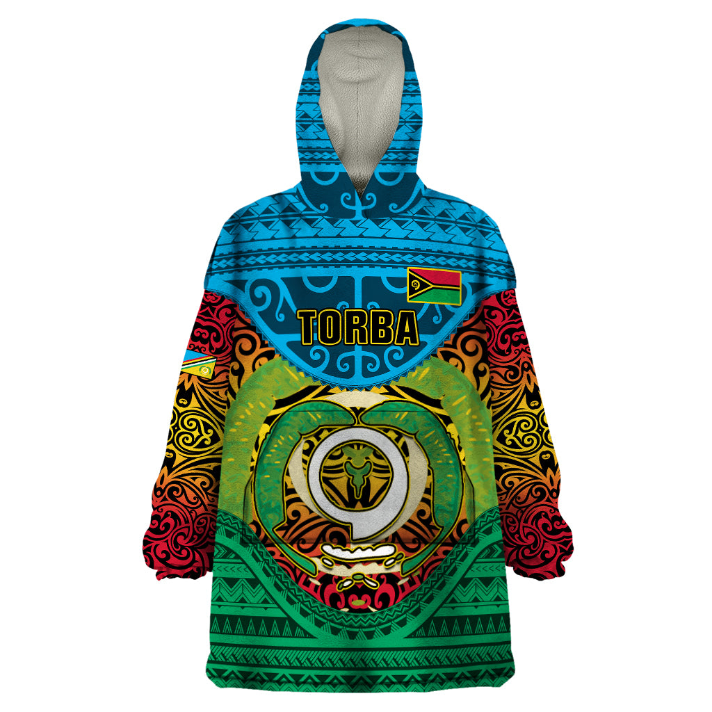 Vanuatu Torba Province Wearable Blanket Hoodie Vanuatuan Coat Of Arms Polynesian Pattern LT05 One Size Green - Polynesian Pride