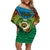 Personalized Vanuatu Torba Province Off Shoulder Short Dress Vanuatuan Coat Of Arms Polynesian Pattern LT05 Women Green - Polynesian Pride