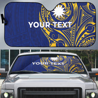 Personalised Nauru Angam Day Auto Sun Shade Gold Navy Tribal Pattern LT05 Blue - Polynesian Pride